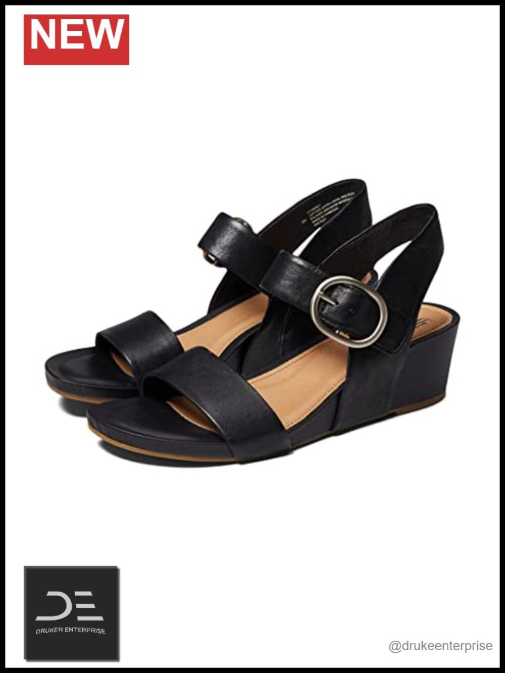 Italian Leather Wedge Sandals with Adjustable Strap & Buckle